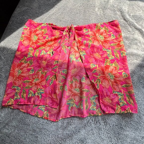 Beach Riot Sarong Warp Skirt One Size Tropical Floral Beach Boho Swim Y2K 18380 - Picture 3 of 11